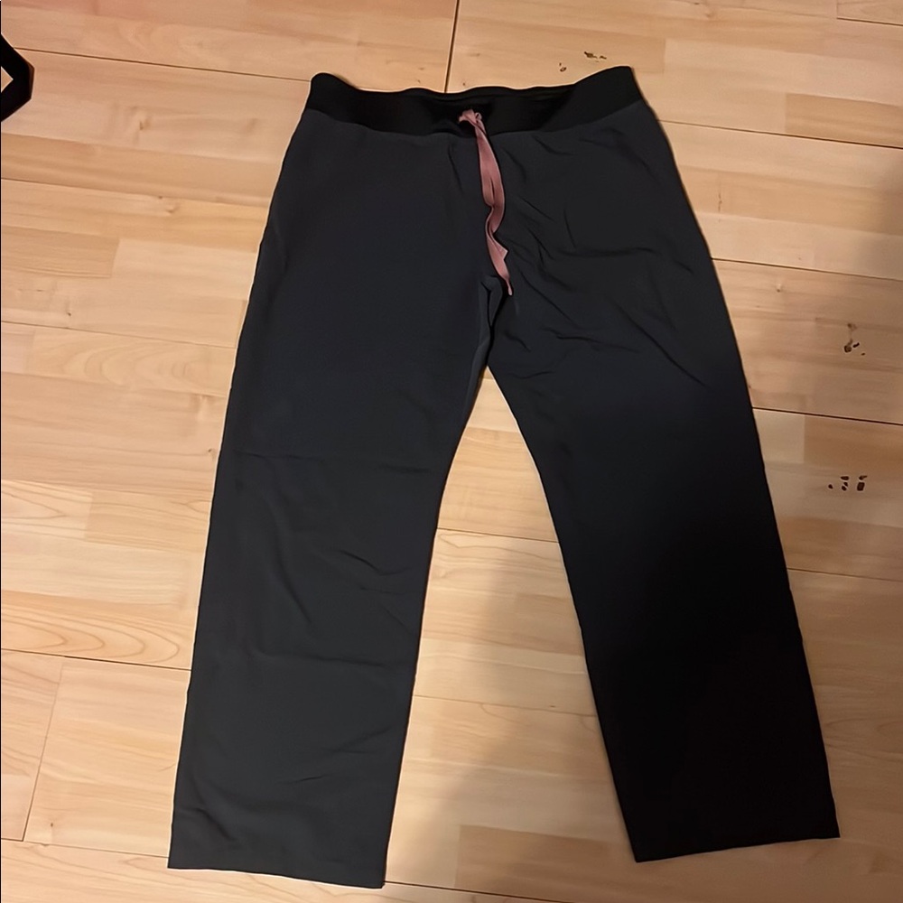 Grey Figs Scrub Pants with Pink Accent